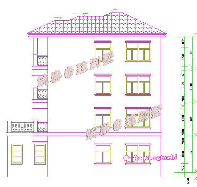  15x11米四層抗震框架結(jié)構(gòu)別墅設(shè)計(jì)圖效果圖，主次分明，干濕分區(qū)，套間+獨(dú)立車庫(kù)！