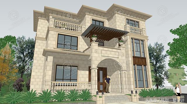 45萬占地137m2三層歐式別墅圖，3廳7臥帶活動室，室內(nèi)布局緊湊，功能完善齊全，實(shí)用美觀。