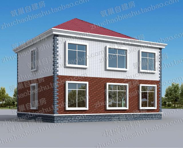 20萬11×10米3廳5臥帶娛樂室二層自建房施工圖效果圖，戶型設(shè)計簡單實用，施工難度低，適合農(nóng)村建造