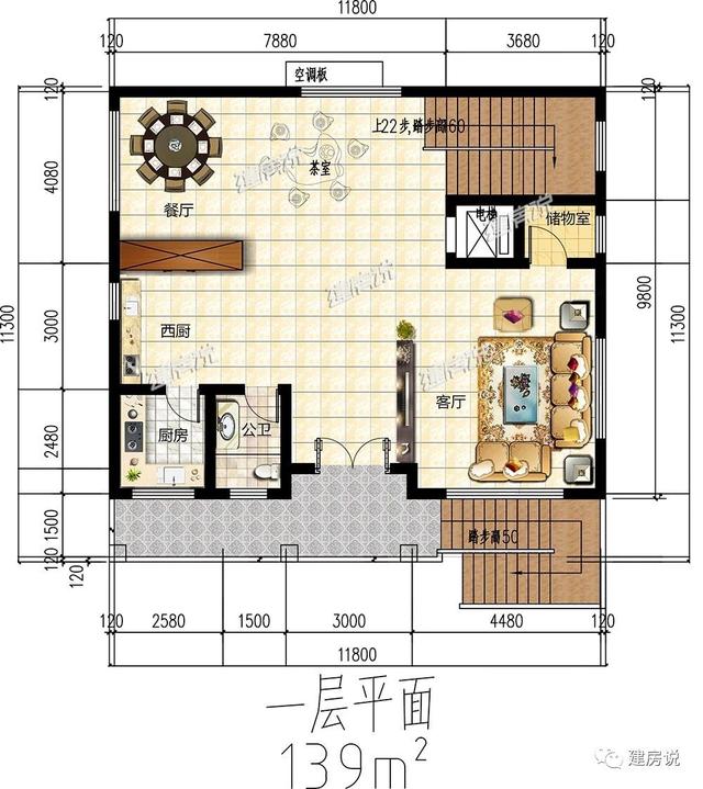 128㎡的別墅設(shè)計(jì)圖帶電梯+影音室，雙廚房設(shè)計(jì)為你帶來非凡的生活享受