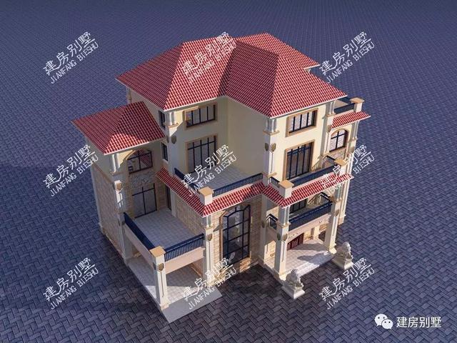 一棟四層豪華別墅圖，獨(dú)特耐看的外形讓人眼前一亮，主題造價(jià)80萬