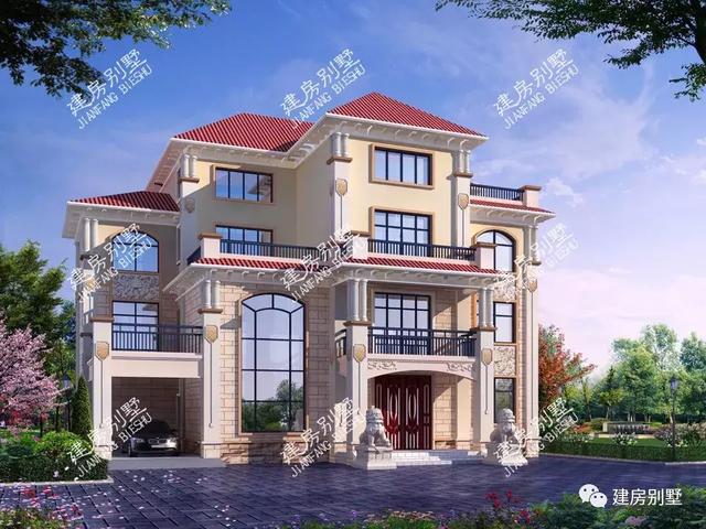 一棟四層豪華別墅圖，獨(dú)特耐看的外形讓人眼前一亮，主題造價(jià)80萬