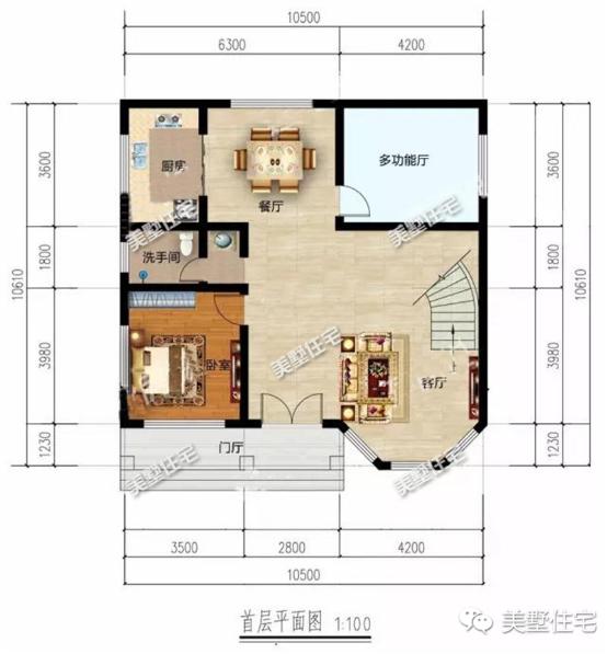 10X10米二層別墅設(shè)計(jì)圖，4室2衛(wèi)+挑空客廳，方正戶型財(cái)運(yùn)滾滾來