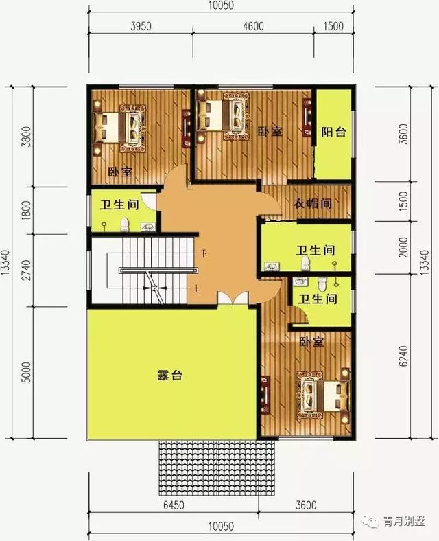 10米×13.34米三層鄉(xiāng)村自建別墅圖，簡單大方又實用，主體36萬建成！