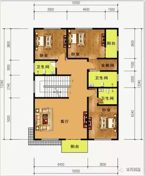 10米×13.34米三層鄉(xiāng)村自建別墅圖，簡單大方又實用，主體36萬建成！