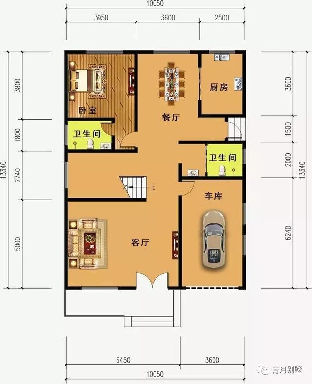 10米×13.34米三層鄉(xiāng)村自建別墅圖，簡單大方又實用，主體36萬建成！