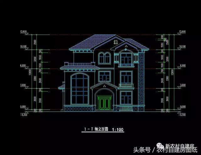 450平的復(fù)式三層豪華別墅設(shè)計(jì)圖，落地窗+大露臺(tái)，建套好房子能住一百年