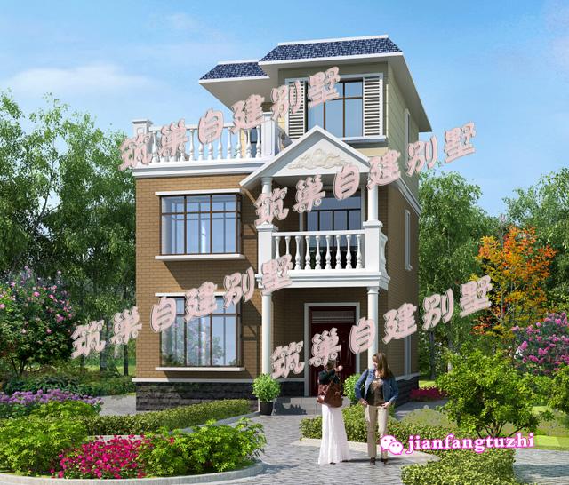 20萬80平米6臥4衛(wèi)三層平屋頂農(nóng)村小別墅效果圖鄉(xiāng)村小別墅設計圖