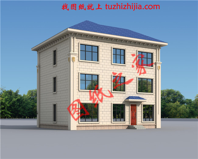 農(nóng)村三層帶地下室小樓房設(shè)計(jì)圖，客廳中空，帶書房，旋轉(zhuǎn)樓梯