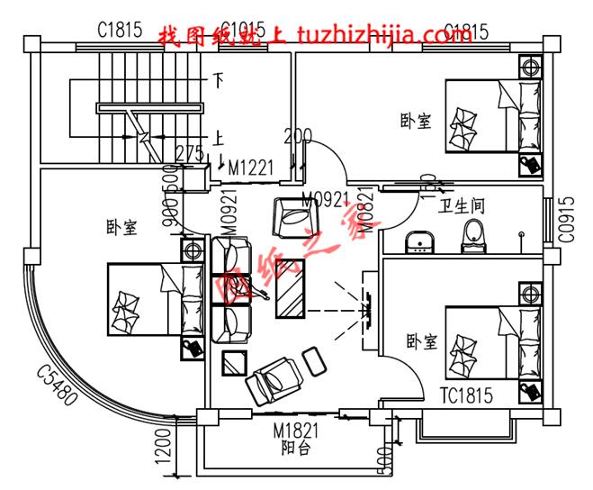 三層半新型農(nóng)村小樓房,面積不大，卻很符合農(nóng)村情況。