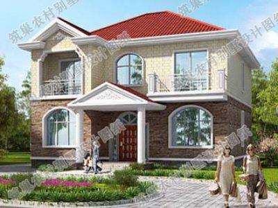 二層簡(jiǎn)歐風(fēng)格別墅設(shè)計(jì)圖，25萬(wàn)12×12米4廳6臥帶臥室套房別墅施工效果圖