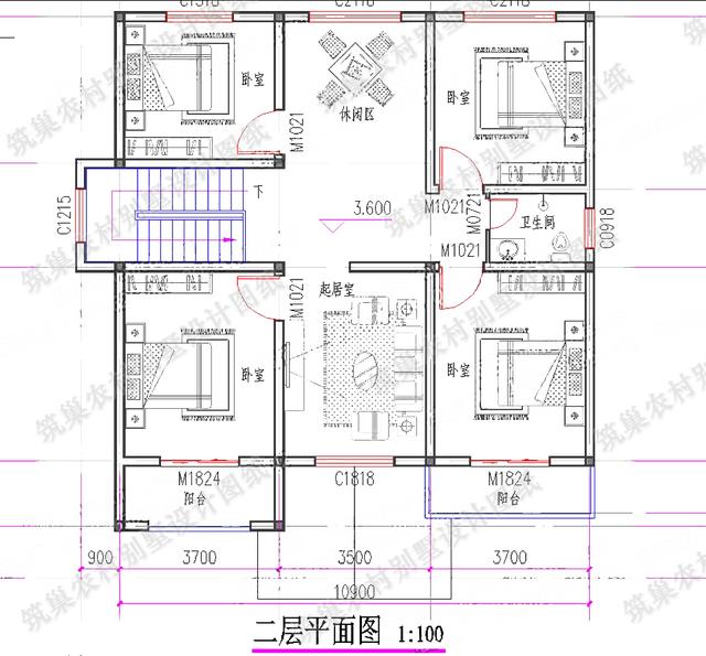 二層簡(jiǎn)歐風(fēng)格別墅設(shè)計(jì)圖，25萬(wàn)12×12米4廳6臥帶臥室套房別墅施工效果圖