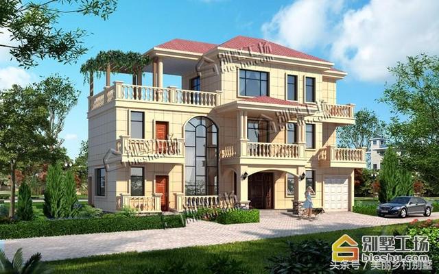 農(nóng)村三層別墅設(shè)計(jì)圖，宅基地大開間，28萬帶車庫造價(jià)低