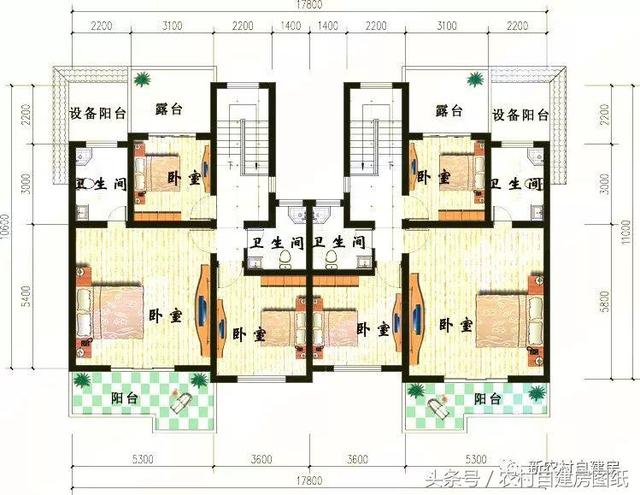 4款雙拼農(nóng)村建房別墅設(shè)計圖，戶型選的好，兄弟和睦父母也高興