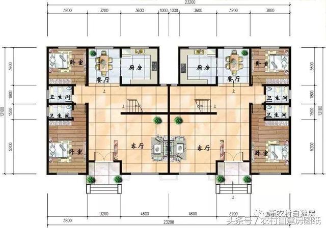 4款雙拼農(nóng)村建房別墅設(shè)計圖，戶型選的好，兄弟和睦父母也高興
