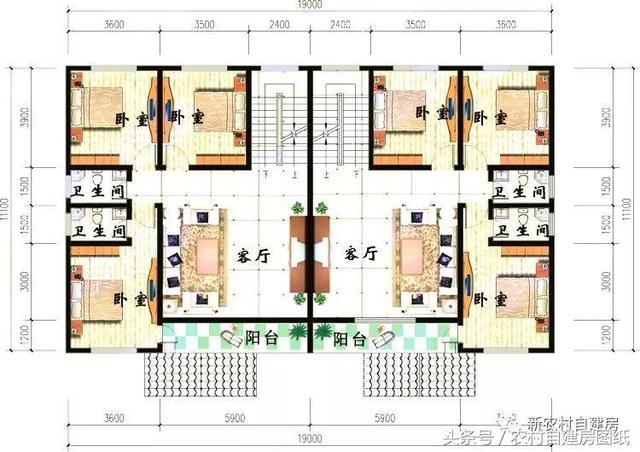 4款雙拼農(nóng)村建房別墅設(shè)計圖，戶型選的好，兄弟和睦父母也高興