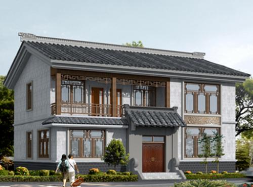 二層中式獨(dú)棟別墅設(shè)計(jì)施工效果圖，25萬(wàn)13×10米3廳5臥帶臥室套間