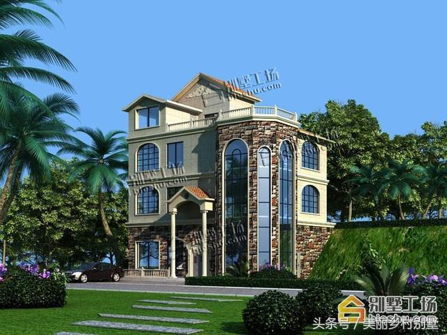 農(nóng)村四層別墅設(shè)計(jì)圖，框架結(jié)構(gòu)帶旋轉(zhuǎn)樓梯，造價(jià)60萬左右