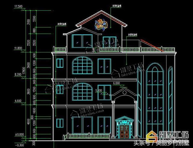 農(nóng)村四層別墅設(shè)計(jì)圖，框架結(jié)構(gòu)帶旋轉(zhuǎn)樓梯，造價(jià)60萬左右