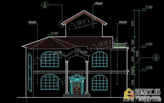 農(nóng)村四層別墅設(shè)計(jì)圖，框架結(jié)構(gòu)帶旋轉(zhuǎn)樓梯，造價(jià)60萬左右