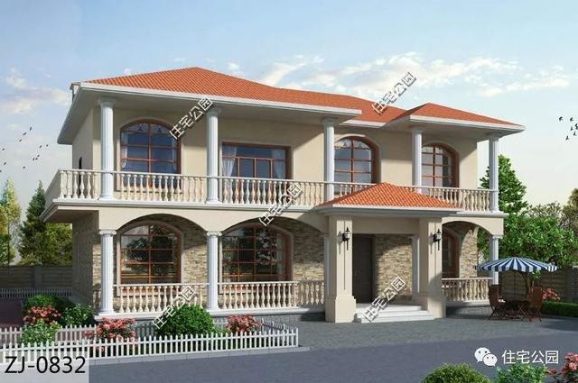 二層洋氣農(nóng)村別墅設(shè)計(jì)圖，6室2廳，整體別致細(xì)膩