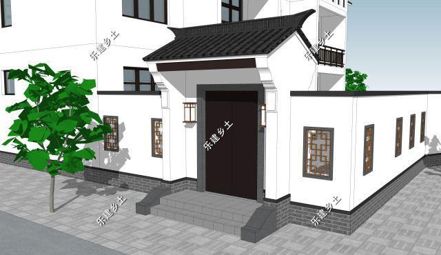 三層21X14米新中式雙拼別墅設(shè)計(jì)圖，設(shè)計(jì)完成度高，整體性強(qiáng)