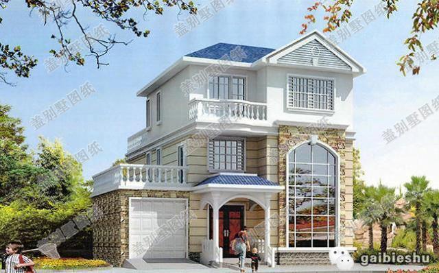 12×14米2廳5臥三層帶挑空客廳+超大落地窗別墅設(shè)計圖，整體色彩雅觀精致