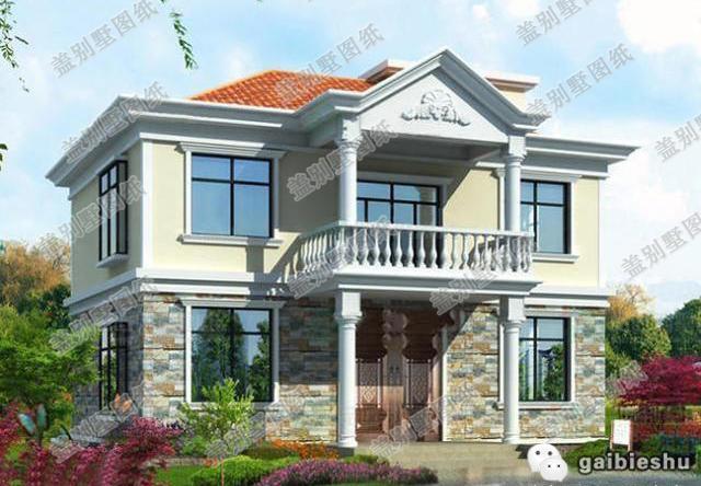 2款25萬二層簡歐農(nóng)村小別墅設(shè)計(jì)圖，外形設(shè)計(jì)雅觀，室內(nèi)布局流暢