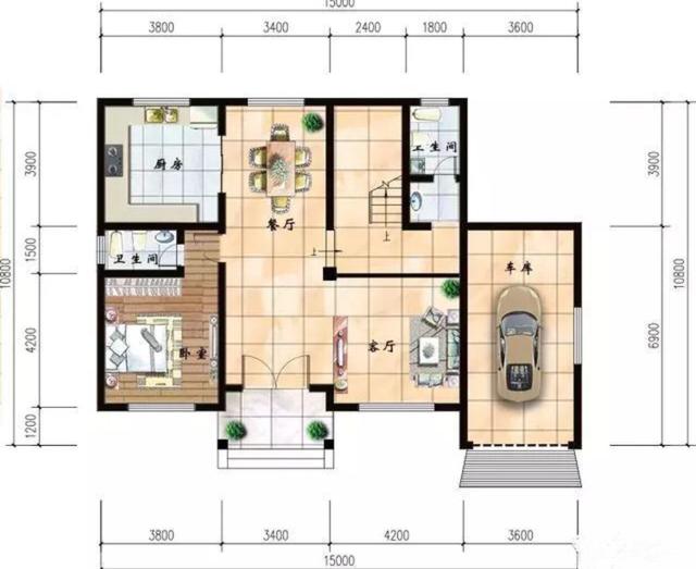 三層自建房設(shè)計(jì)施工圖，帶車庫(kù)，大露臺(tái)，造型簡(jiǎn)單，拿圖就可以建了