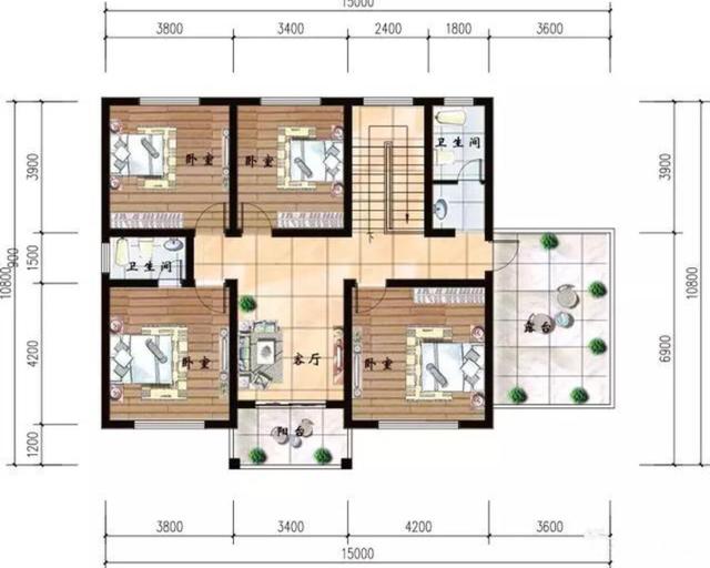 三層自建房設(shè)計(jì)施工圖，帶車庫(kù)，大露臺(tái)，造型簡(jiǎn)單，拿圖就可以建了