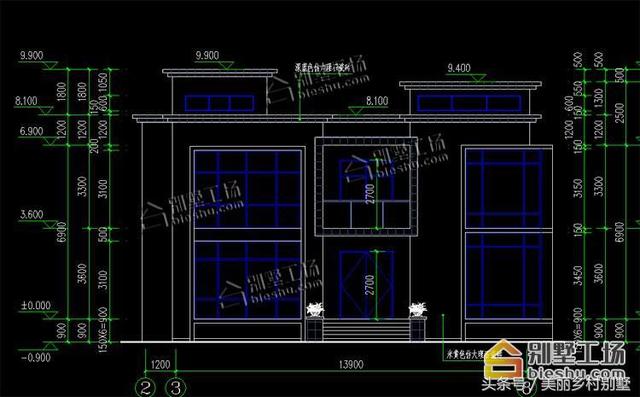 13.9X12.9m現(xiàn)代二層別墅設計圖，地下室車庫，在農(nóng)村建也是一個不錯的選擇