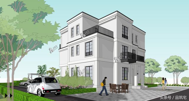 三層現(xiàn)代風(fēng)格別墅設(shè)計圖，純白陶板立面，簡潔利落，既美觀又實用！