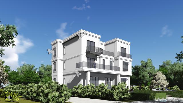 三層現(xiàn)代風(fēng)格別墅設(shè)計圖，純白陶板立面，簡潔利落，既美觀又實用！