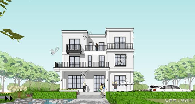 三層現(xiàn)代風(fēng)格別墅設(shè)計圖，純白陶板立面，簡潔利落，既美觀又實用！