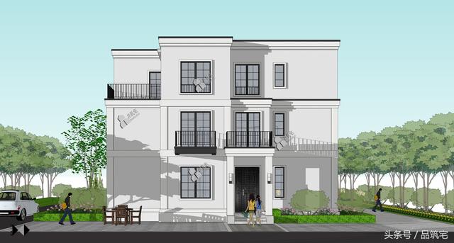 三層現(xiàn)代風(fēng)格別墅設(shè)計圖，純白陶板立面，簡潔利落，既美觀又實用！