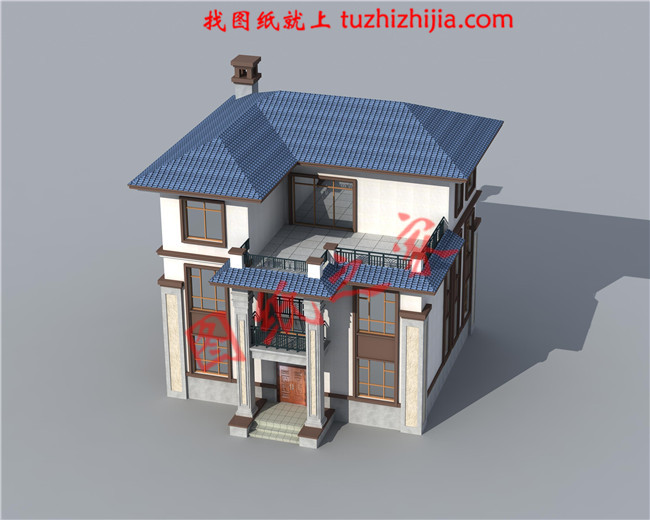 新中式農(nóng)村三層樓房設(shè)計圖紙，線條錯落有致