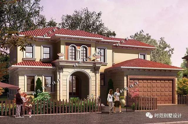 帶車庫(kù)和地下室的兩層復(fù)式歐式別墅設(shè)計(jì)圖，大氣美觀