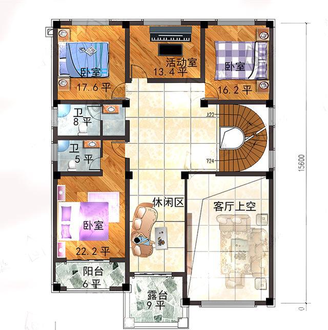 造價60萬12×17米框架結(jié)構(gòu)三層帶挑空客廳別墅設(shè)計圖，這款設(shè)計頗具特色