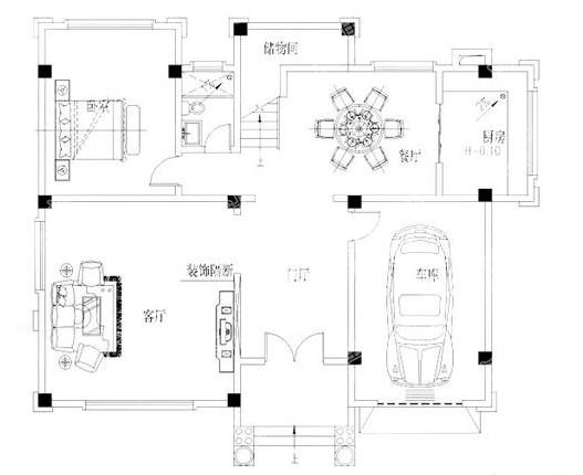 三層農(nóng)村別墅戶型設(shè)計圖，帶涼亭+車庫+挑空客廳，很有特色的一款設(shè)計