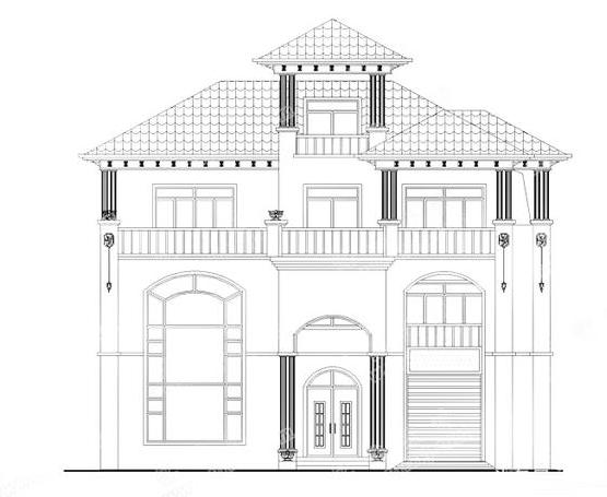 三層農(nóng)村別墅戶型設(shè)計圖，帶涼亭+車庫+挑空客廳，很有特色的一款設(shè)計