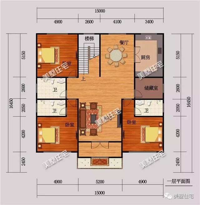 15X16米二層農(nóng)村別墅設(shè)計(jì)圖，7臥室，布局實(shí)用，性價(jià)比超高