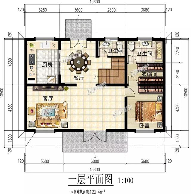 這款簡歐別墅設計圖不簡單，雙儲物室+雙客廳，簡約的線條，清新明快的顏色，怎么看都喜歡