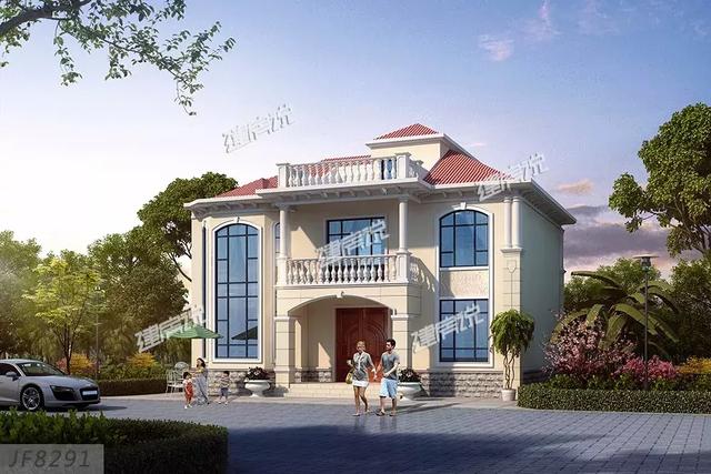 這款簡歐別墅設計圖不簡單，雙儲物室+雙客廳，簡約的線條，清新明快的顏色，怎么看都喜歡