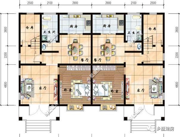 適合兩兄弟建的農(nóng)村雙拼自建房設(shè)計(jì)圖，外觀大氣，造價(jià)上也可以省一些費(fèi)用