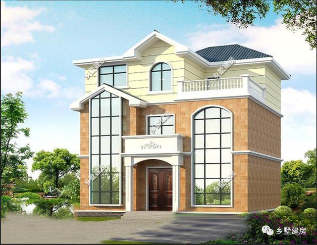 兩層歐式羅馬柱自建別墅設(shè)計圖，外觀大氣，建成絕對讓你有面子