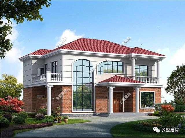 兩層歐式羅馬柱自建別墅設(shè)計圖，外觀大氣，建成絕對讓你有面子