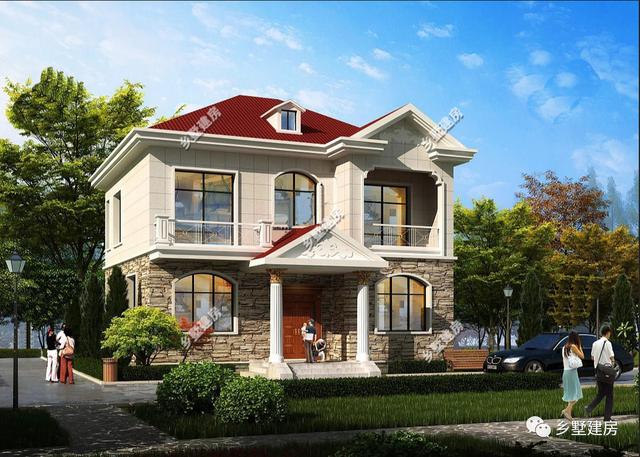 兩層歐式羅馬柱自建別墅設(shè)計圖，外觀大氣，建成絕對讓你有面子