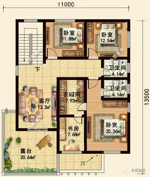 一款只需要20萬就能建起的農(nóng)村二層別墅，四室兩廳還有書房露臺加車庫，你不心動嗎？