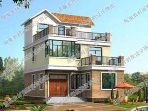 2廳6臥9×13米三層自建房，造價25萬，外觀簡約大方，活動空間充足