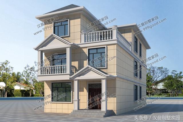 2棟騎樓式簡(jiǎn)歐別墅設(shè)計(jì)圖，美觀又實(shí)用，第2款開(kāi)間7.3米